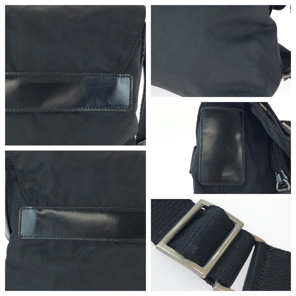 PRADA Shoulder Bag B5469F Nylon black Shoulder Bag pochette Test Triangle With logo Women Used Authentic