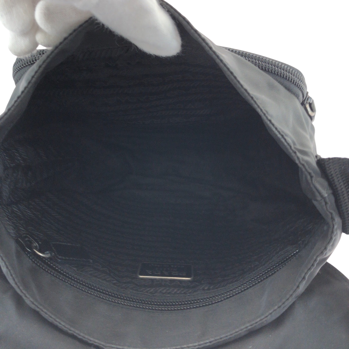 PRADA Shoulder Bag B5469F Nylon black Shoulder Bag pochette Test Triangle With logo Women Used Authentic