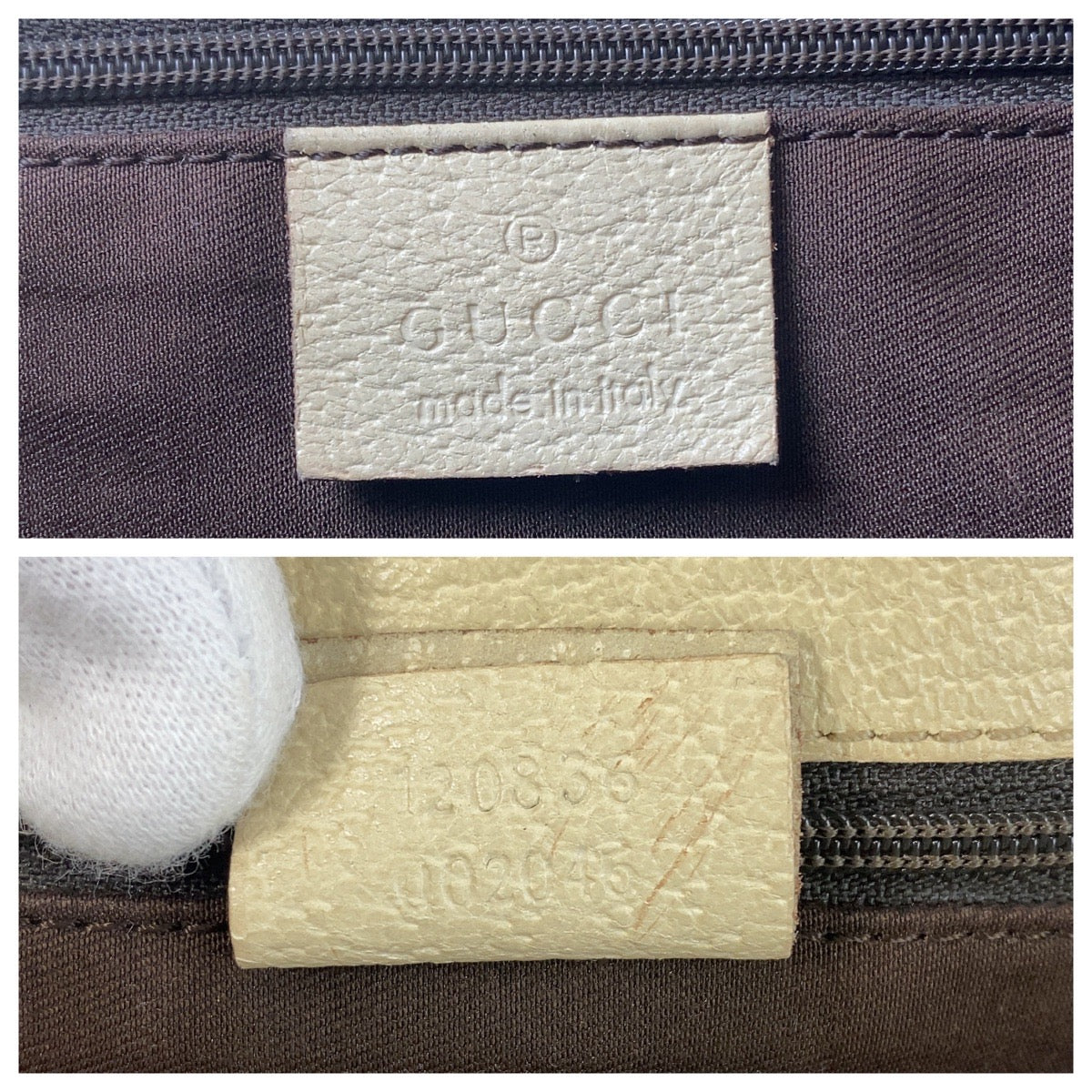 GUCCI Tote Bag 120835 GG canvas, leather Beige White Gold Metal Tote Bag Shoulder Bag Women Used Authentic