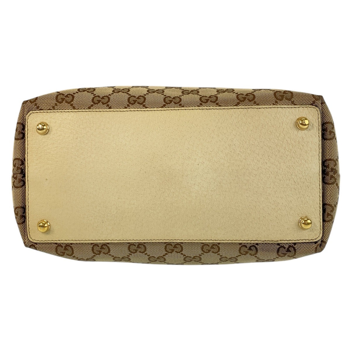 GUCCI Tote Bag 120835 GG canvas, leather Beige White Gold Metal Tote Bag Shoulder Bag Women Used Authentic