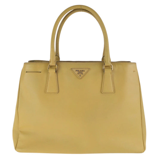 PRADA Tote Bag leather yellow Tote Bag Shoulder Bag Safiano Galleria TriangleWith logo Women Used Authentic