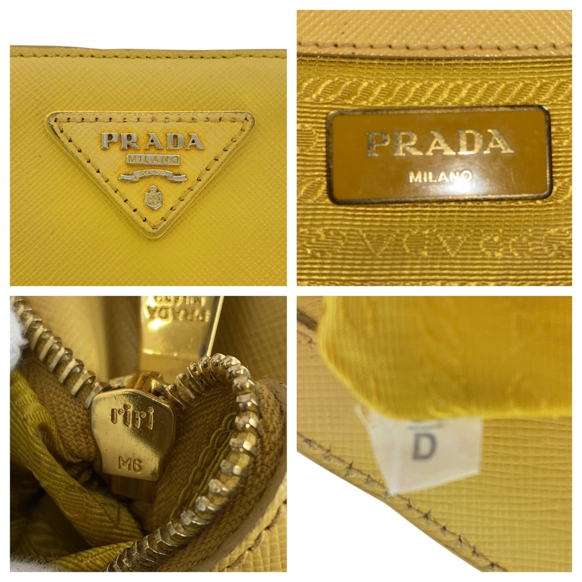 PRADA Tote Bag leather yellow Tote Bag Shoulder Bag Safiano Galleria TriangleWith logo Women Used Authentic