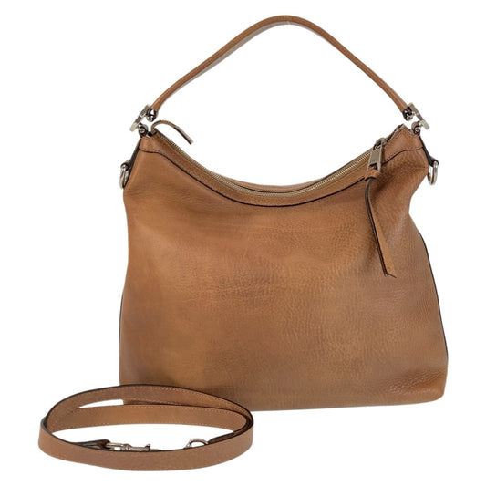 GUCCI Shoulder Bag 326514 leather Brown Silver Metal Shoulder Bag Pochette 2way Interlocking Women Used Authentic