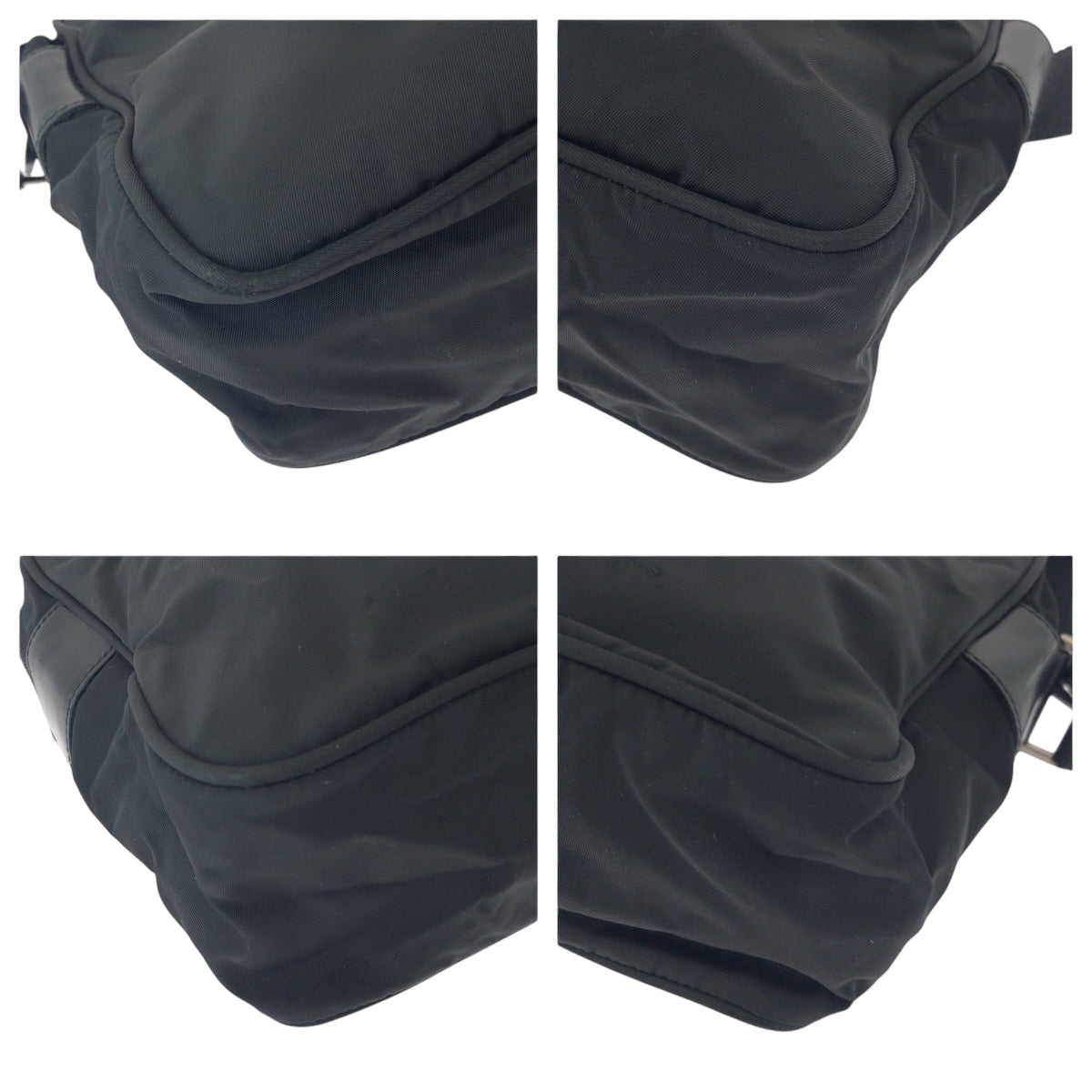 PRADA Shoulder Bag Nylon Black SilverMetal Test Triangle With logo