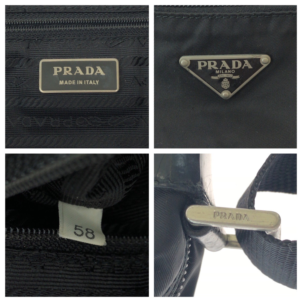 PRADA Shoulder Bag Nylon Black SilverMetal Test Triangle With logo