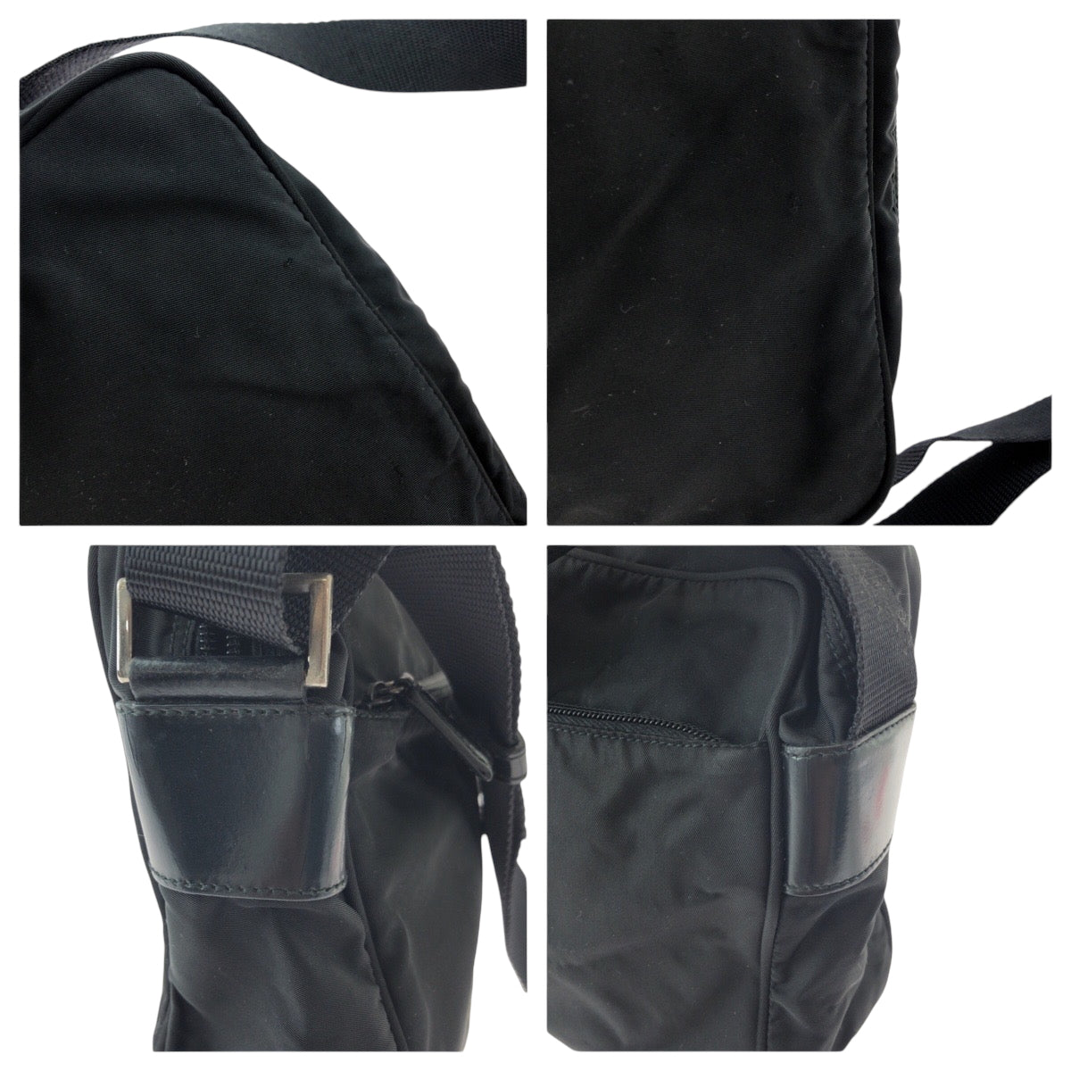 PRADA Shoulder Bag Nylon Black SilverMetal Test Triangle With logo