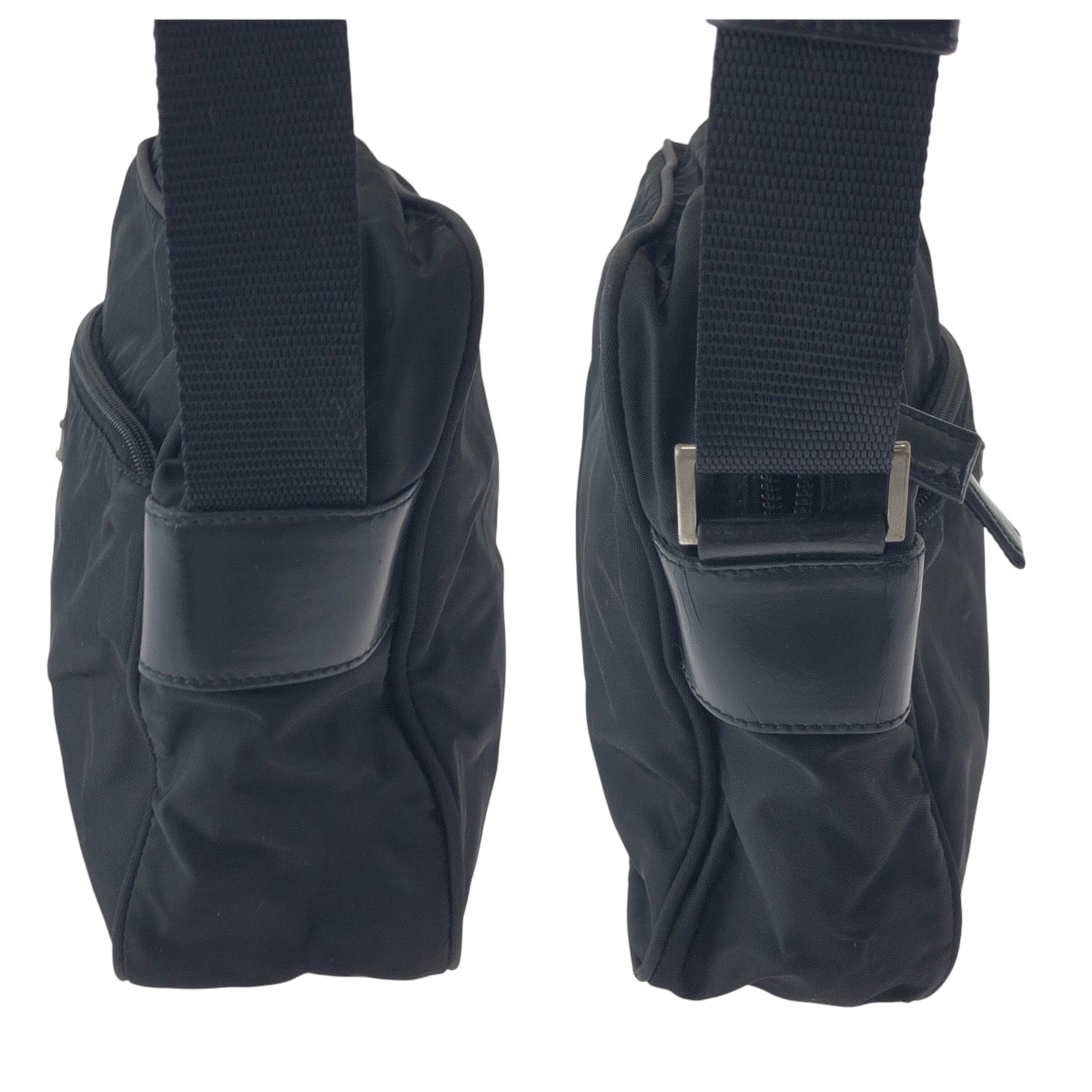 PRADA Shoulder Bag Nylon Black SilverMetal Test Triangle With logo