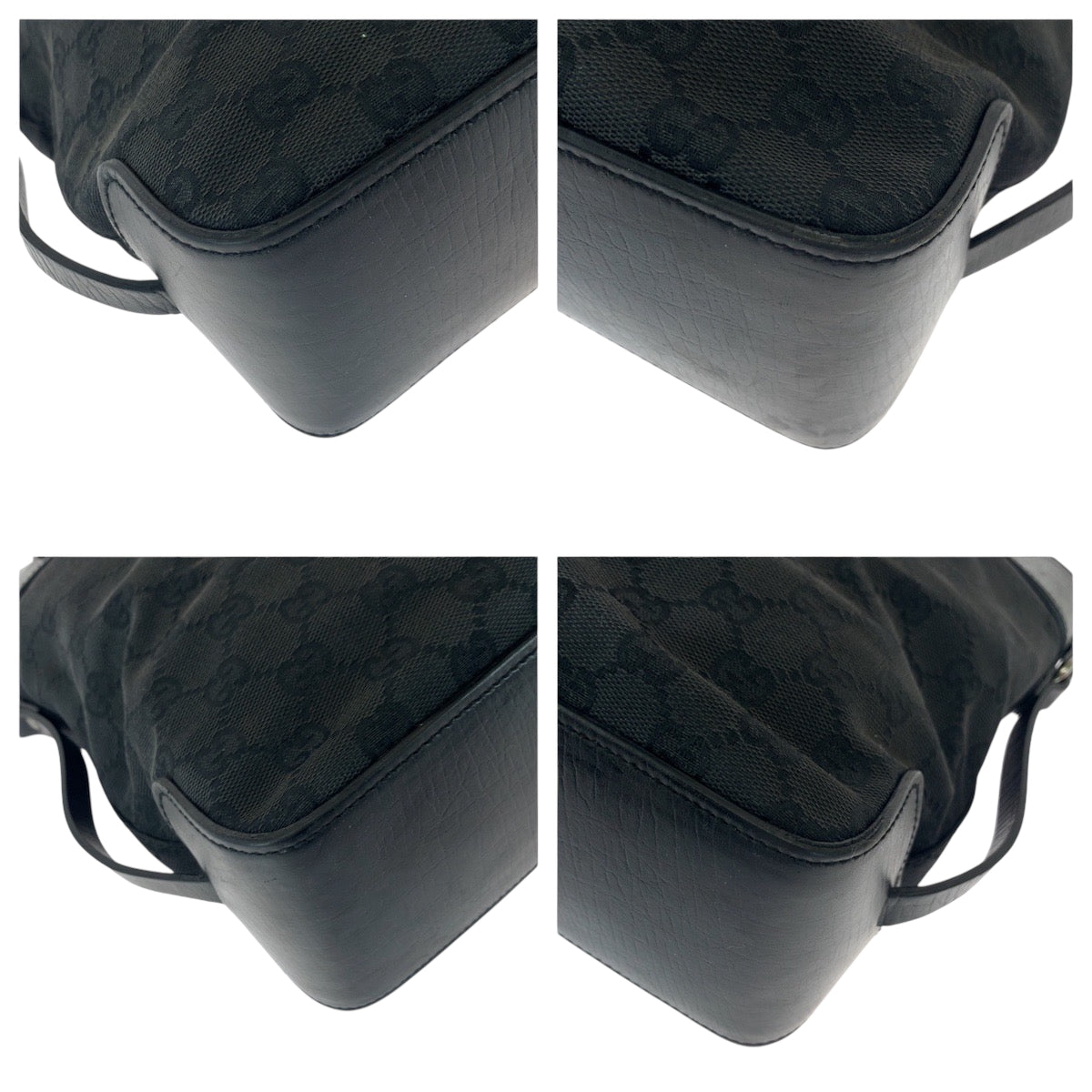 GUCCI Tote Bag 107757 GG canvas Black SilverMetal Tote Bag Shoulder Bag Women Used Authentic