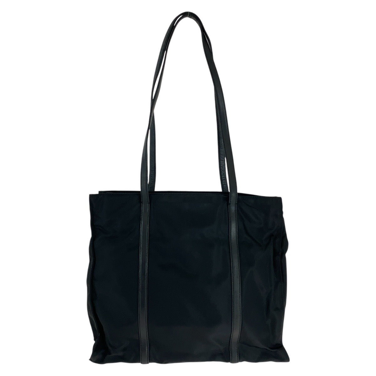 PRADA Tote Bag Nylon, Leather Black SilverMetal Tote Bag Shoulder Bag Test Triangle With logo Women(Unisex) Used Authentic