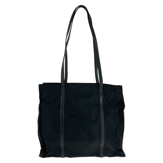 PRADA Tote Bag Nylon, Leather Black SilverMetal Tote Bag Shoulder Bag Test Triangle With logo Women(Unisex) Used Authentic
