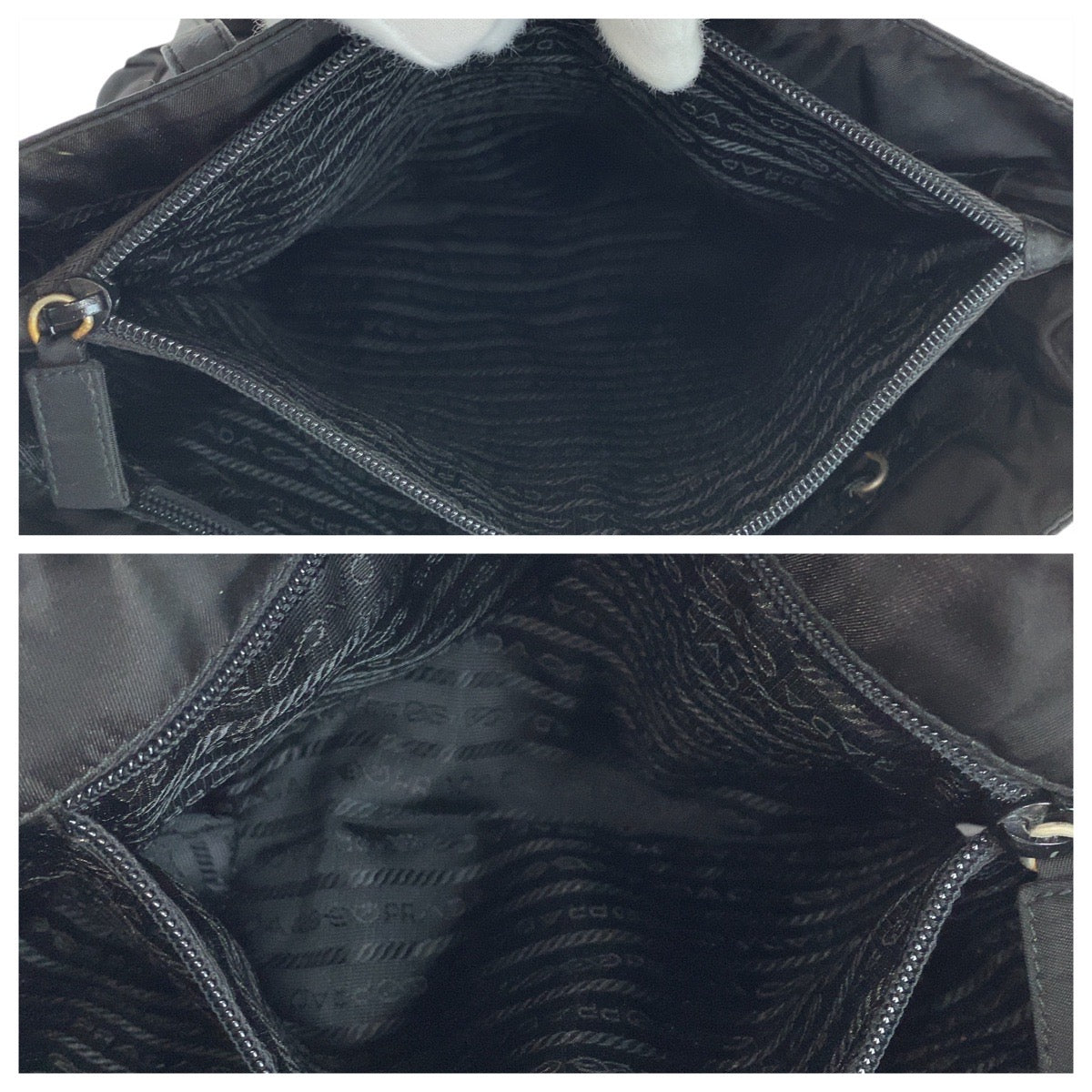 PRADA Tote Bag Nylon, Leather Black SilverMetal Tote Bag Shoulder Bag Test Triangle With logo Women(Unisex) Used Authentic