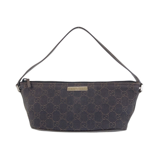 GUCCI Handbag 07198 GG canvas, leather Dark Brown SilverMetal Handbag accessory pouch Women Used Authentic