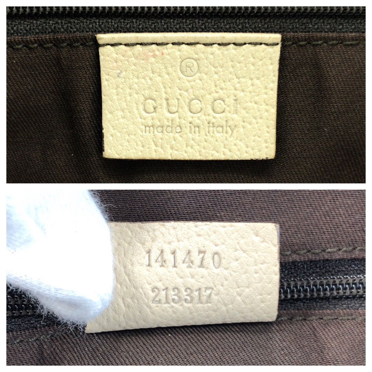 GUCCI Tote Bag 141470 GG canvas, leather Beige White Gold Metal Tote Bag Shoulder Bag Abbey Women Used Authentic