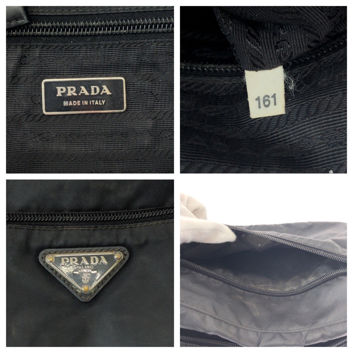PRADA Shoulder Bag BT0166 Nylon Black SilverMetal Shoulder Bag pochette Test Triangle With logo Women Used Authentic