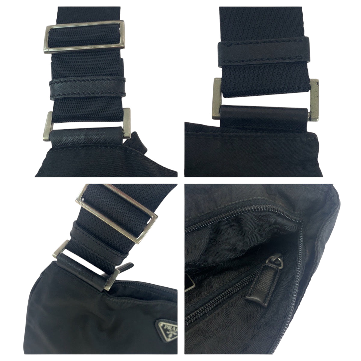 PRADA Shoulder Bag Nylon Black SilverMetal Test Triangle With logo