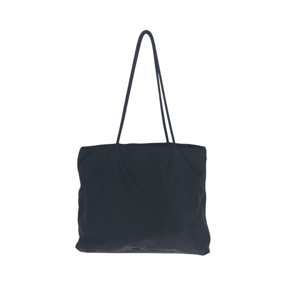 PRADA Tote Bag Nylon Black SilverMetal Tote Bag Shoulder Bag Test Triangle With logo Women Used Authentic