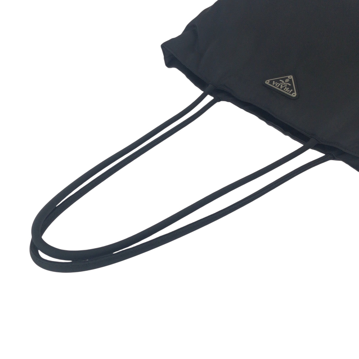 PRADA Tote Bag Nylon Black SilverMetal Tote Bag Shoulder Bag Test Triangle With logo Women Used Authentic