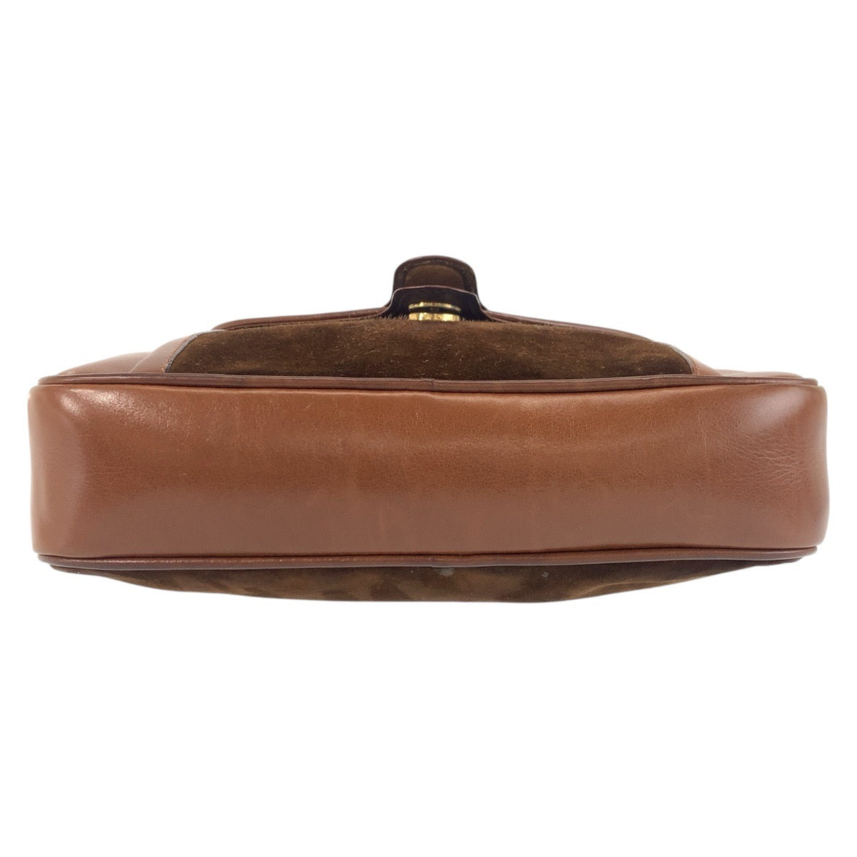 GUCCI Shoulder Bag Suede, Leather Brown Gold Metal Shoulder Bag pochette Old Gucci Women Used Authentic