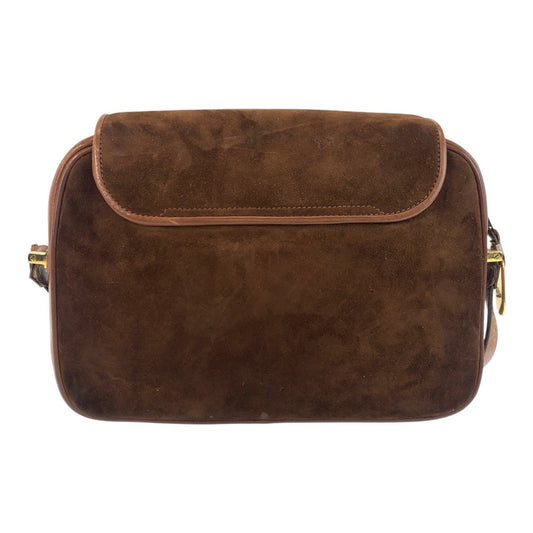 GUCCI Shoulder Bag Suede, Leather Brown Gold Metal Shoulder Bag pochette Old Gucci Women Used Authentic