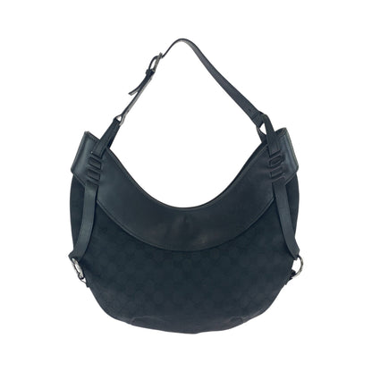 GUCCI Shoulder Bag 106250 GG canvas Black SilverMetal Hobo Shoulder Bag Women Used Authentic