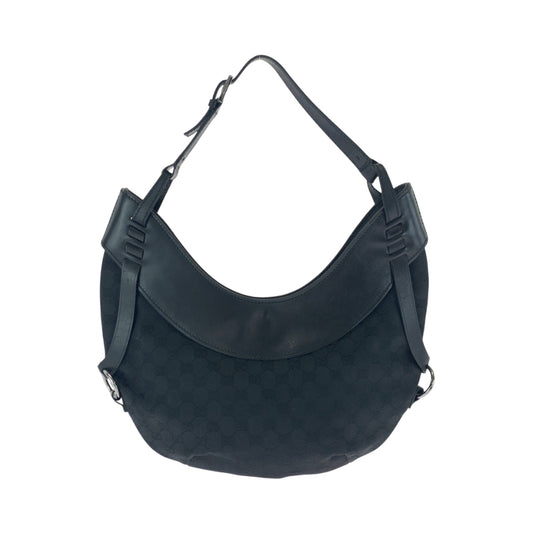 GUCCI Shoulder Bag 106250 GG canvas Black SilverMetal Hobo Shoulder Bag Women Used Authentic