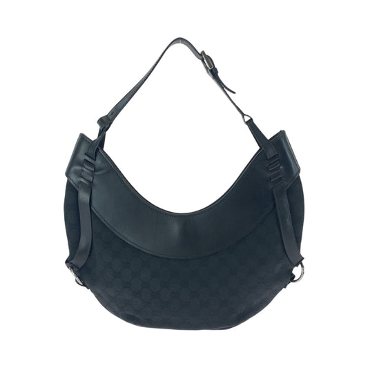 GUCCI Shoulder Bag 106250 GG canvas Black SilverMetal Hobo Shoulder Bag Women Used Authentic