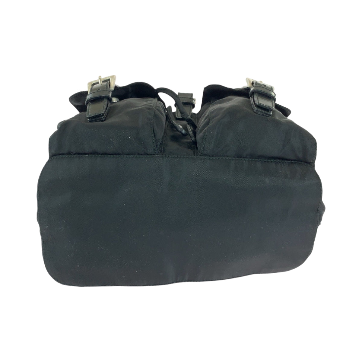 PRADA Backpack Nylon Black SilverMetal Backpack Backpack Test Triangle With logo Women Used Authentic