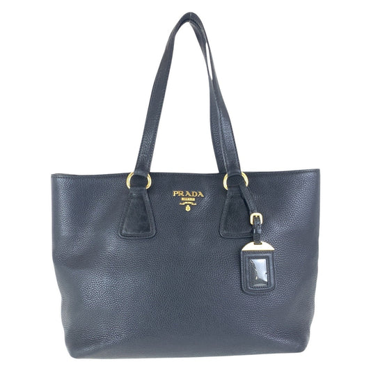 PRADA Tote Bag leather Black GoldMetal
