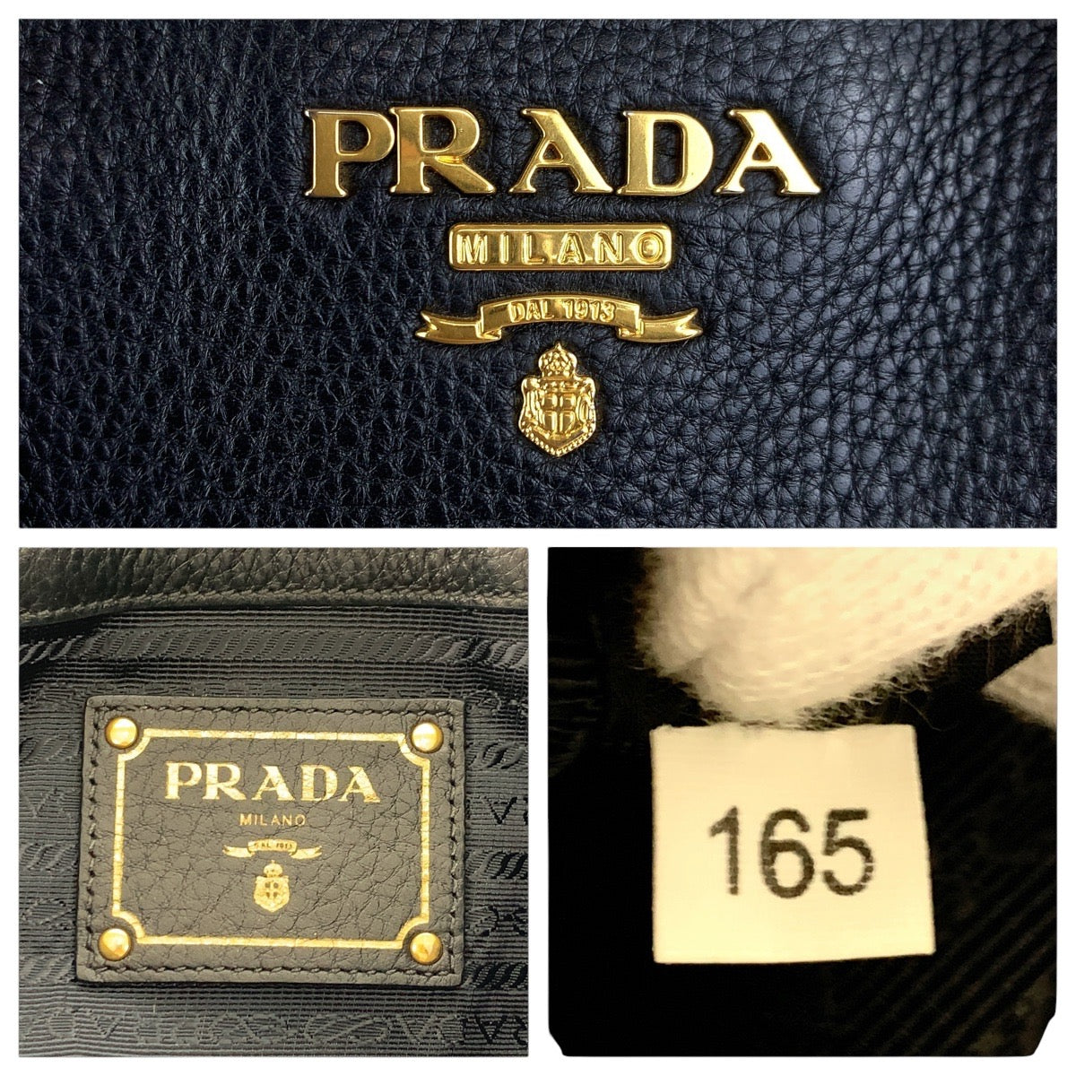 PRADA Tote Bag leather Black GoldMetal