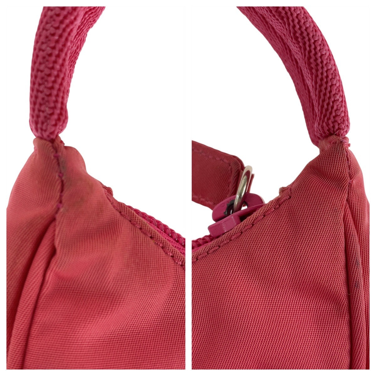 PRADA Handbag Nylon pink Handbag accessory pouch Test Triangle With logo Women Used Authentic