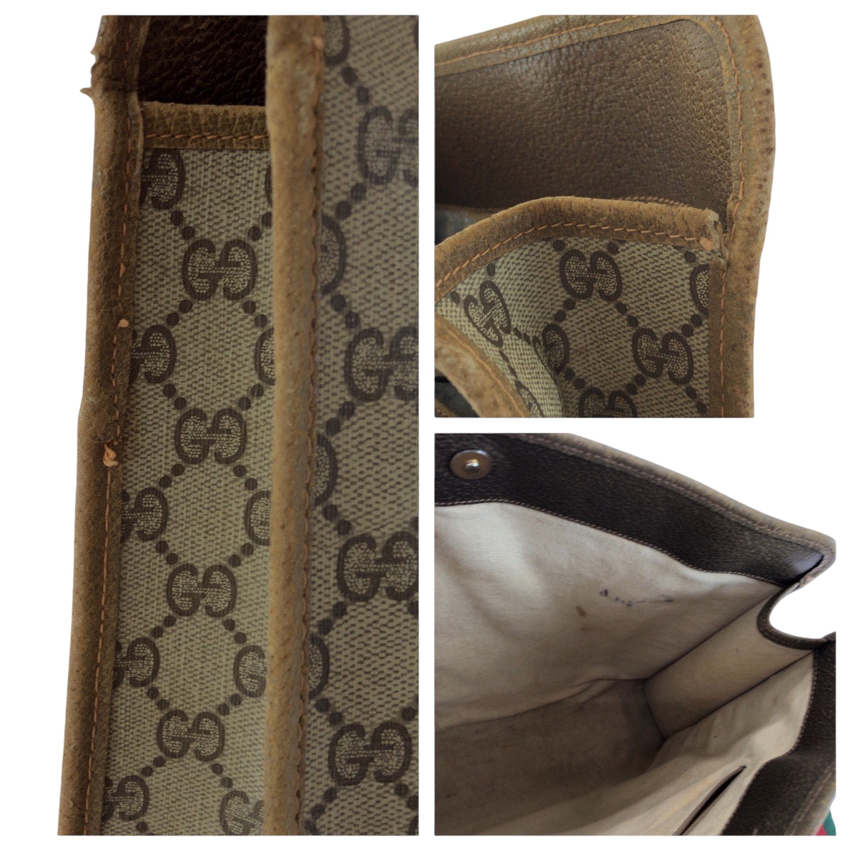 GUCCI Tote Bag 89 02 997 GG Supreme Canvas Brown Beige Gold Metal Tote Bag Shoulder Bag Old Gucci Shelly Line Women Used Authentic