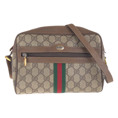 GUCCI Shoulder Bag 68 02 004 GG Supreme canvas, leather Brown Beige Gold Metal Crossbody Shoulder Bag Old Gucci Shelly Line Women Used Authentic