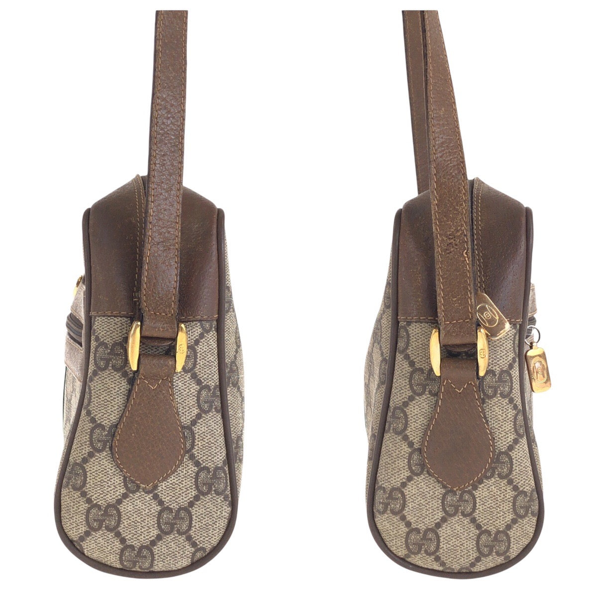 GUCCI Shoulder Bag 68 02 004 GG Supreme canvas, leather Brown Beige Gold Metal Crossbody Shoulder Bag Old Gucci Shelly Line Women Used Authentic