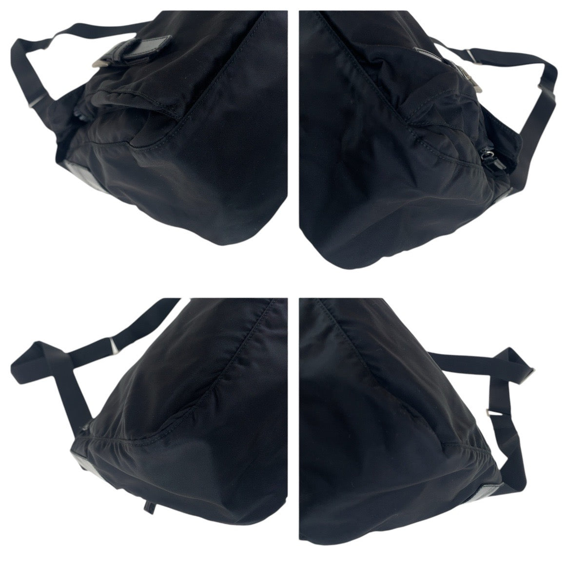 PRADA Shoulder Bag Nylon, Leather black Shoulder Bag pochette Test Triangle With logo Women Used Authentic