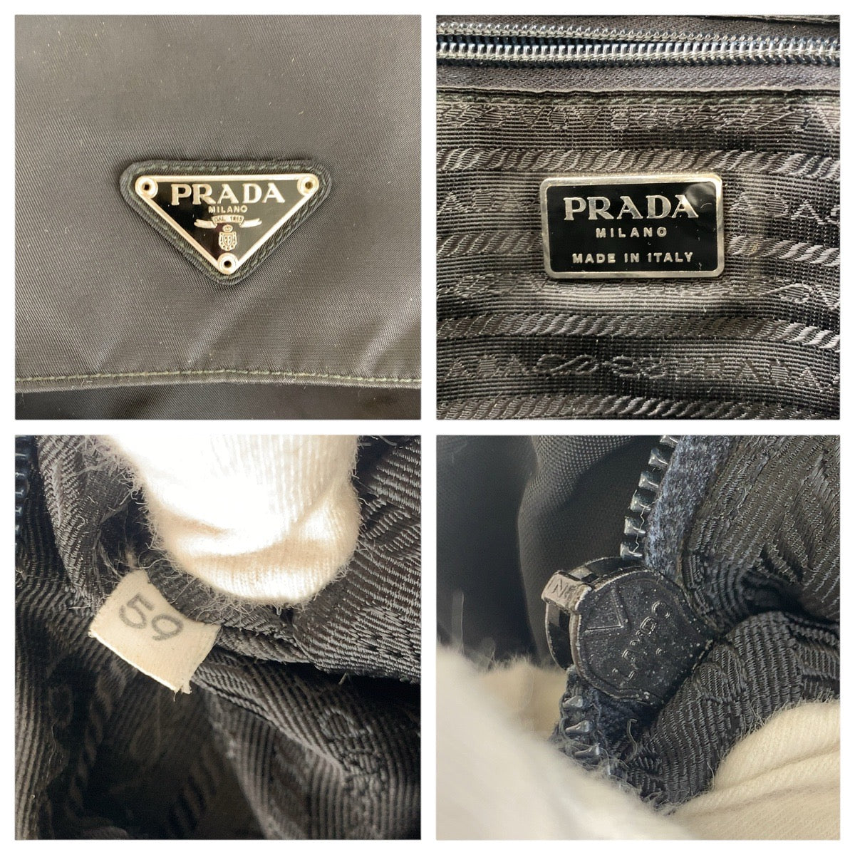 PRADA Shoulder Bag Nylon, Leather black Shoulder Bag pochette Test Triangle With logo Women Used Authentic