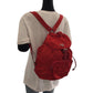 PRADA Backpack B4650 Nylon Red Silver Metal Rucksack Backpack Test Triangle With logo Women Used Authentic