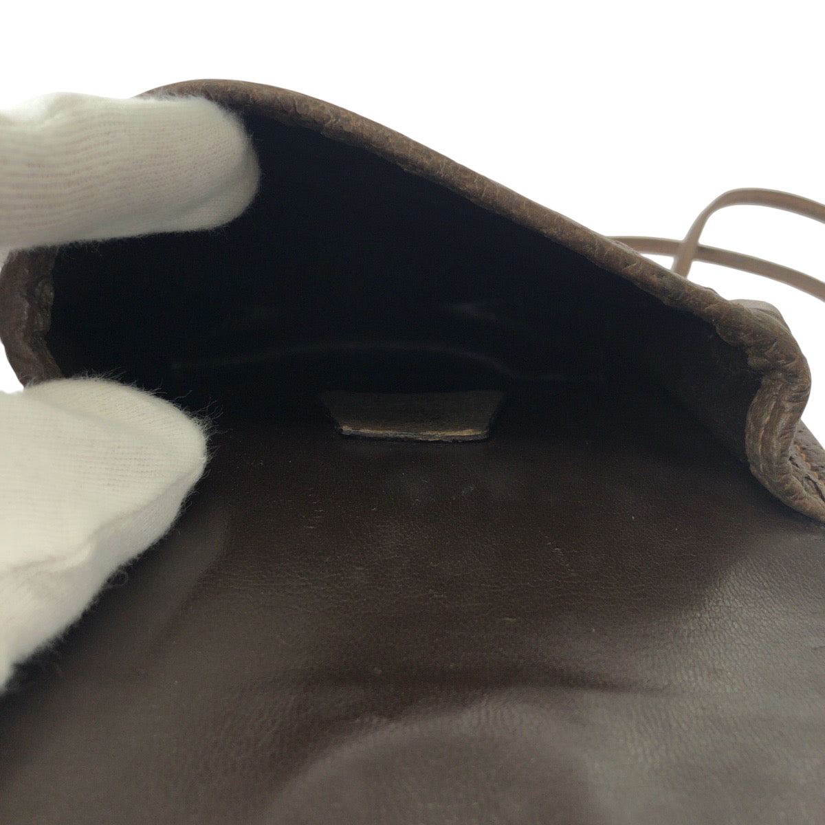 GUCCI Shoulder Bag leather Brown Gold Metal Shoulder Bag pochette Old Gucci Women Used Authentic