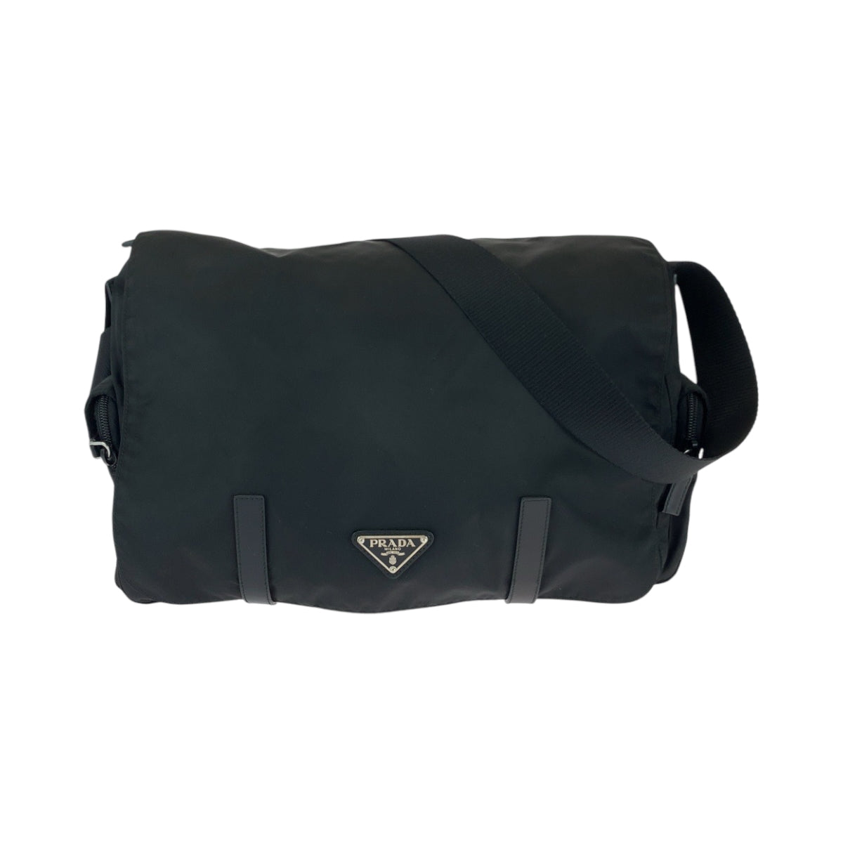 PRADA Shoulder Bag BT0643 Nylon Black SilverMetal Shoulder Bag Messenger bag Test Triangle With logo mens Used Authentic