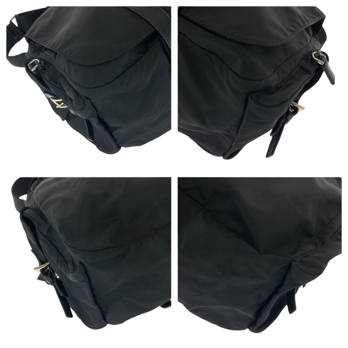 PRADA Shoulder Bag BT0643 Nylon Black SilverMetal Shoulder Bag Messenger bag Test Triangle With logo mens Used Authentic