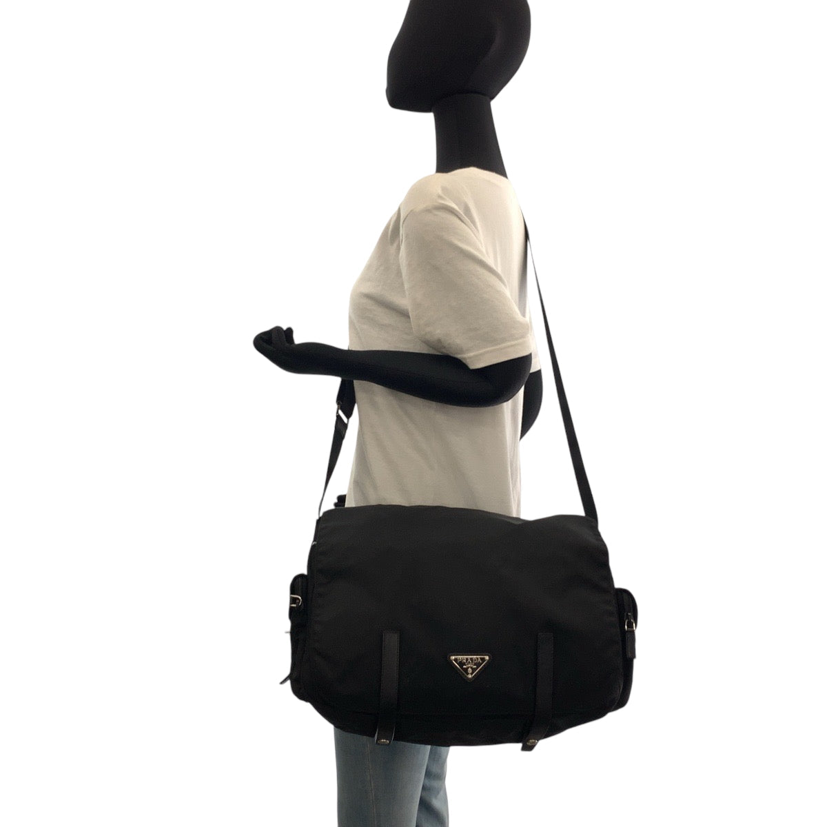 PRADA Shoulder Bag BT0643 Nylon Black SilverMetal Shoulder Bag Messenger bag Test Triangle With logo mens Used Authentic