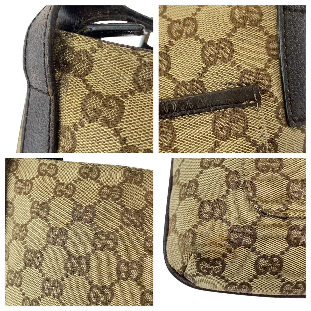 GUCCI Shoulder Bag 122791 GG canvas, leather Beige brown Shoulder Bag Messenger bag Women Used Authentic