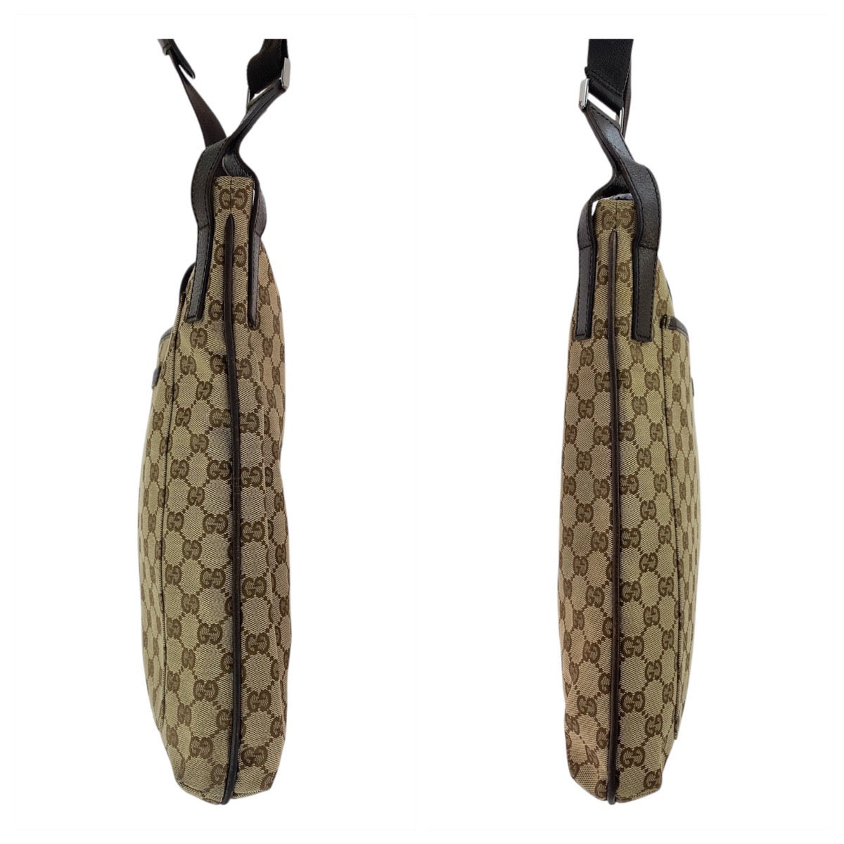 GUCCI Shoulder Bag 122791 GG canvas, leather Beige brown Shoulder Bag Messenger bag Women Used Authentic