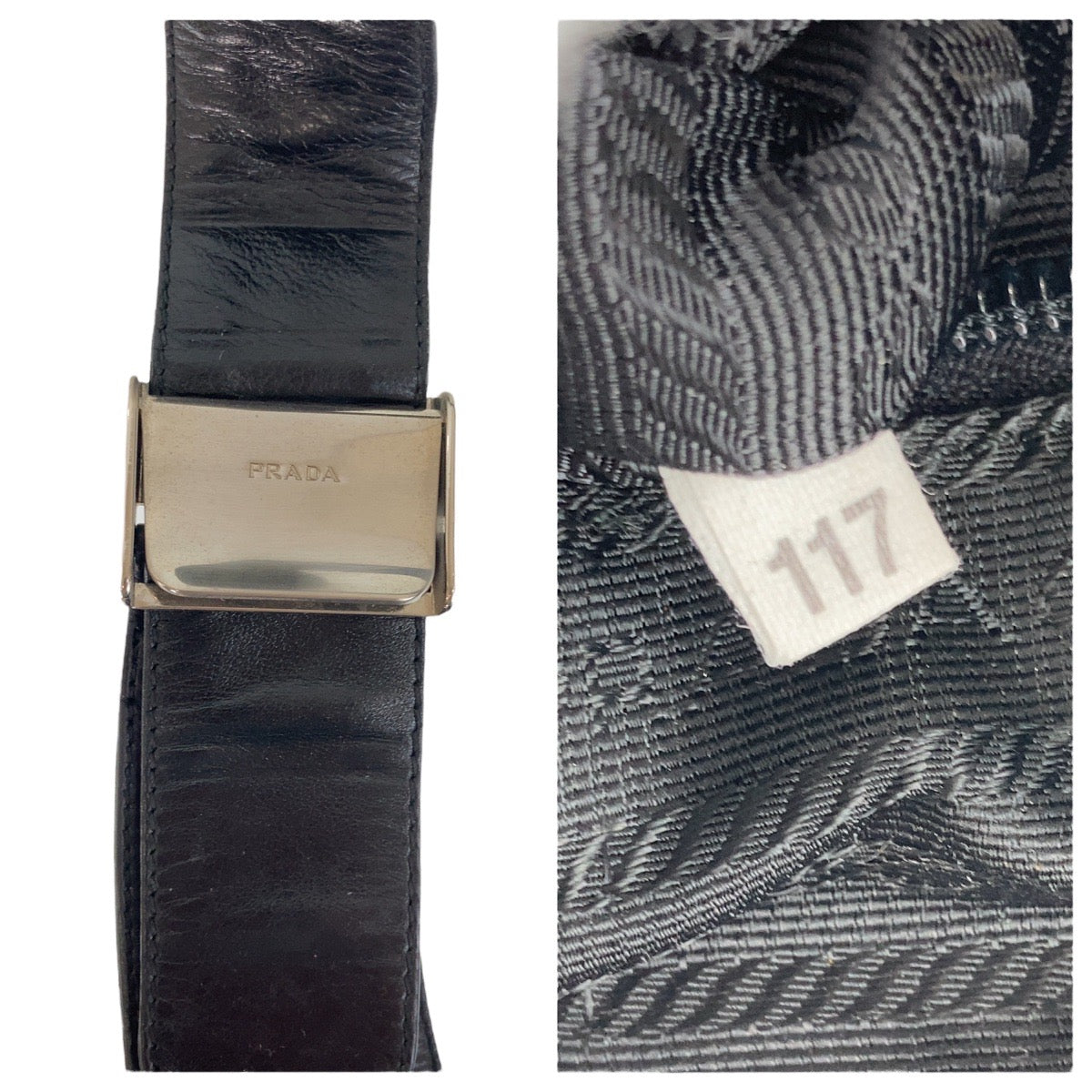 PRADA Shoulder Bag Nylon, Leather Black SilverMetal Test Triangle With logo Women Used Authentic