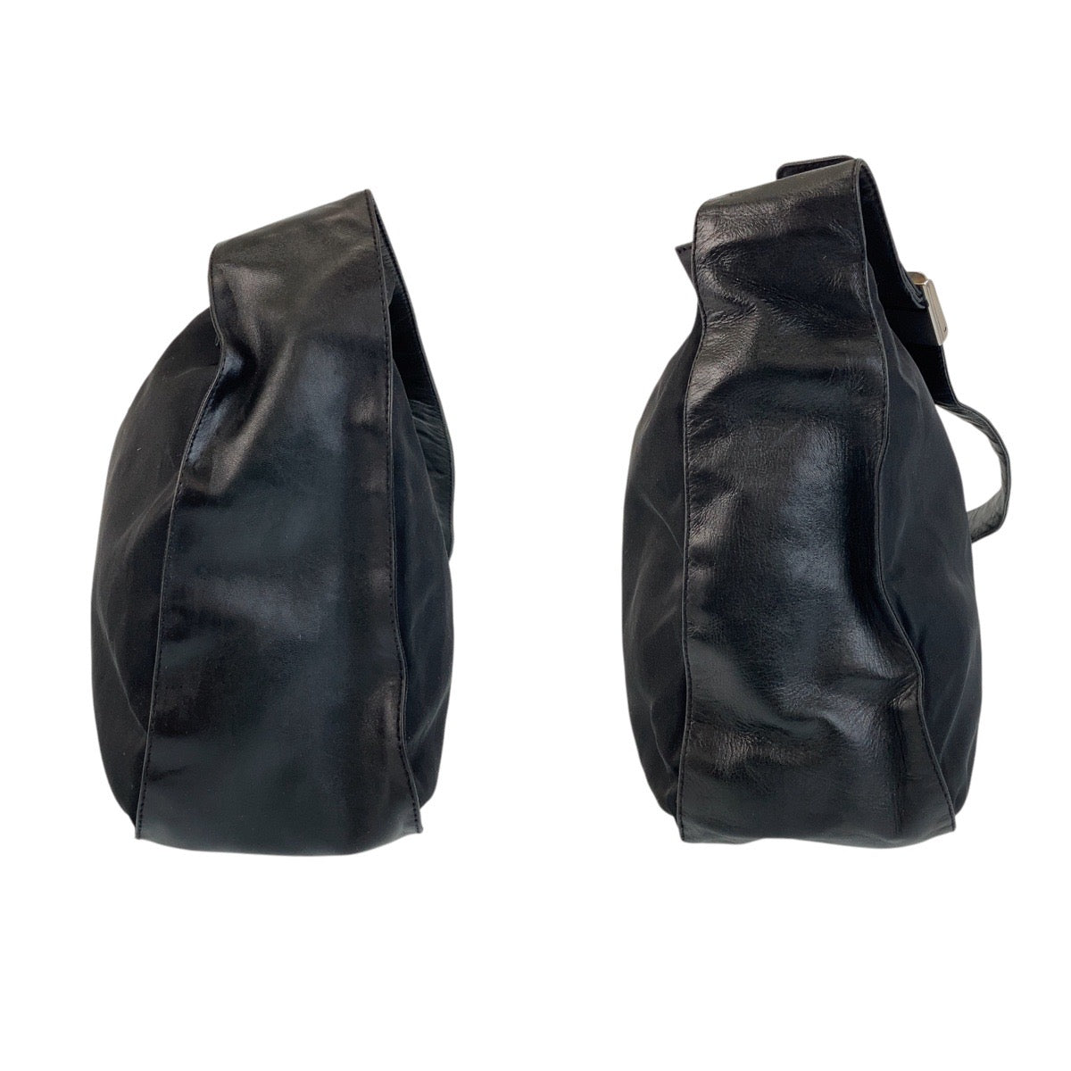 PRADA Shoulder Bag Nylon, Leather Black SilverMetal Test Triangle With logo Women Used Authentic
