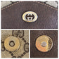 GUCCI Clutch bag 89 02075 GG Supreme Canvas Brown Beige Gold Metal Old Gucci