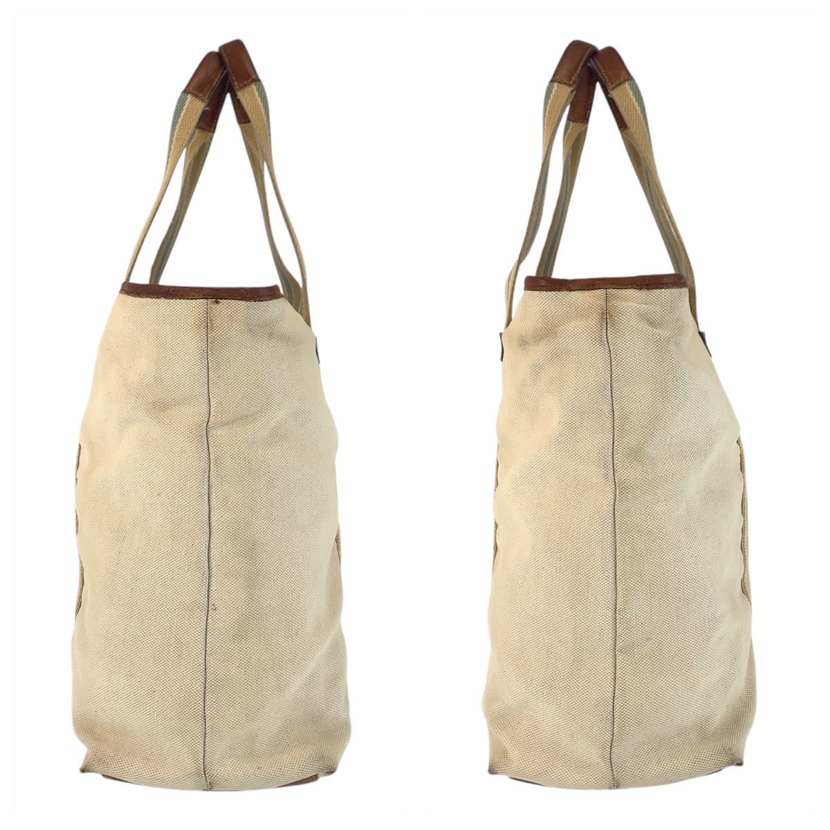 GUCCI Tote Bag 170594 canvas Beige Brown Gold Metal Sherry line
