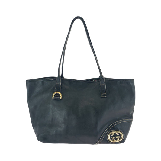GUCCI Tote Bag 169946 leather Black GoldMetal Tote Bag Shoulder Bag Newbrit Women Used Authentic