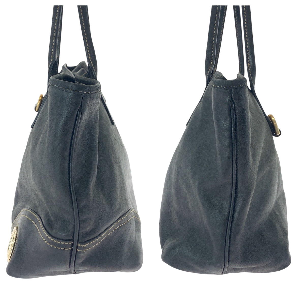 GUCCI Tote Bag 169946 leather Black GoldMetal Tote Bag Shoulder Bag Newbrit Women Used Authentic