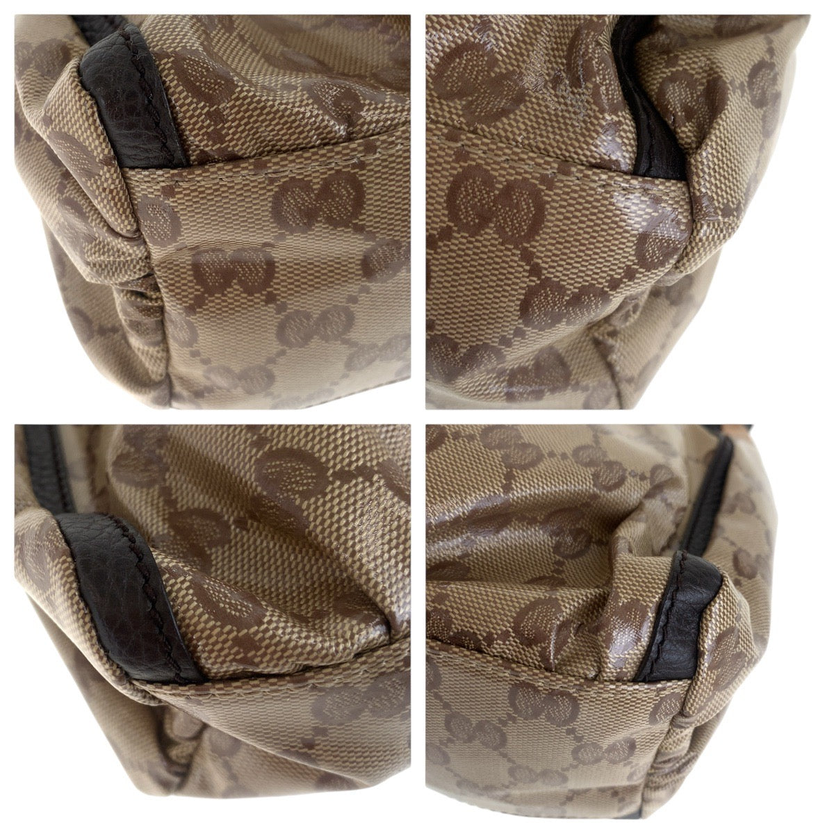 GUCCI Shoulder Bag 265692 PVC, Leather beige Abby GG Crystal Women Used Authentic