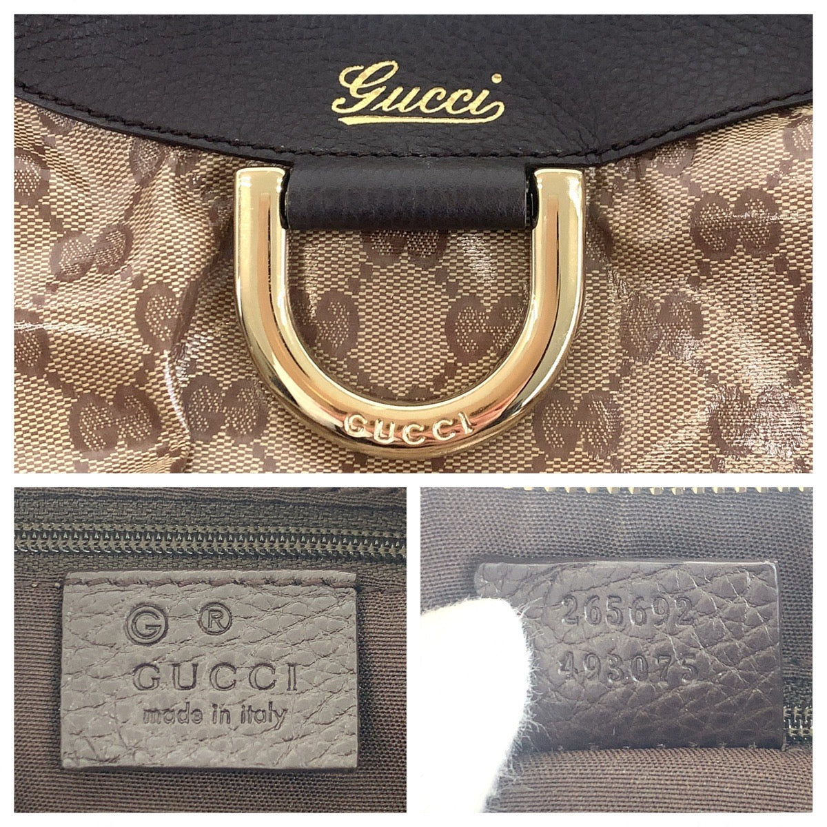 GUCCI Shoulder Bag 265692 PVC, Leather beige Abby GG Crystal Women Used Authentic
